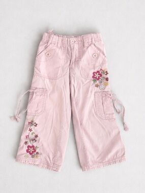 Circo Light Pink Floral Cargo Capri Pants 100% Cotton 6T